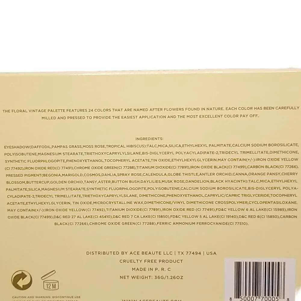 Ace Beaute Floral Vintage Eyeshadow Palette